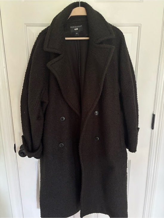 Bernardo Jackets & Blazers - Bernardo Black Bouclé Double-Breasted Pea Coat